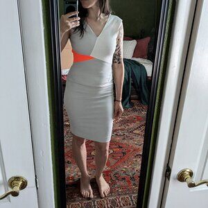 Asymmetric colorblock midi dress